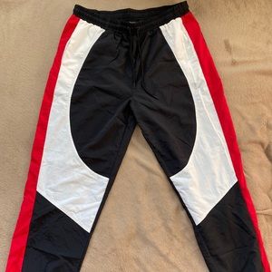 Cute red, white, and blue parachute pants !